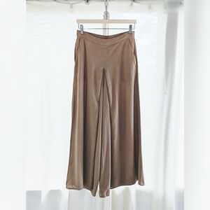 Wide-Leg Palazzo Warm Khaki Pants, Japanese Brand